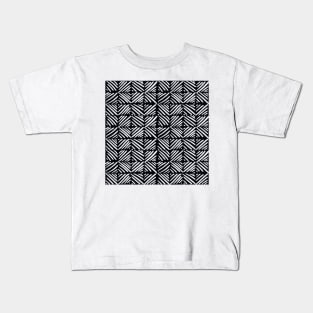 Monochrome Square Stripes Pattern Kids T-Shirt